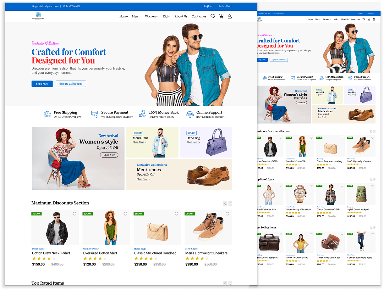Clothing Store website design