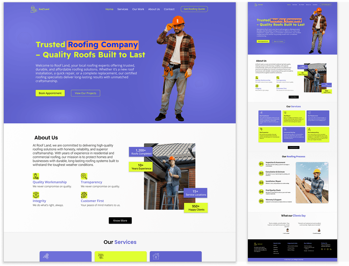 Roofing Service website design
