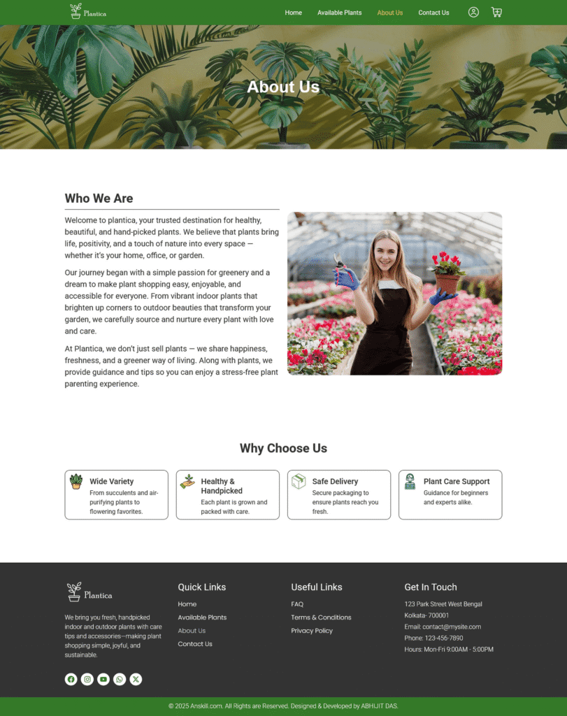 nursery store website about us page