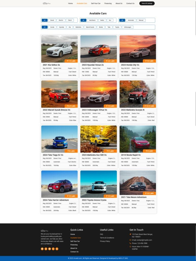 website design sample car dealership