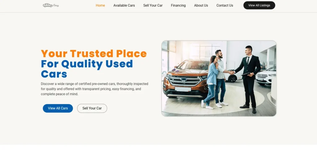 car dealership home page