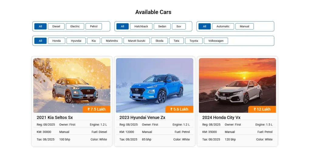 used car dealer website development