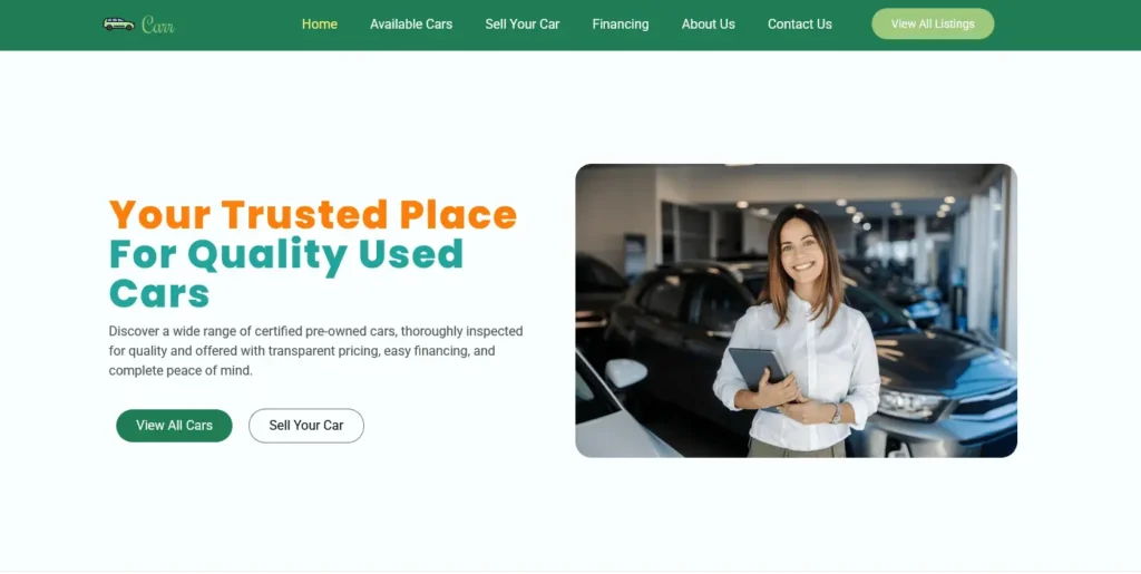used car dealer website design