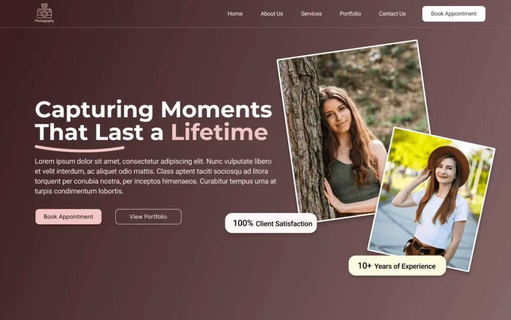 professional photography website design