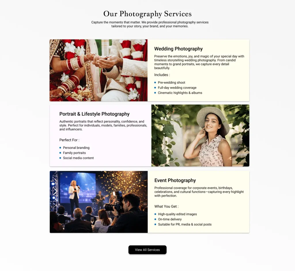 website design for photographer